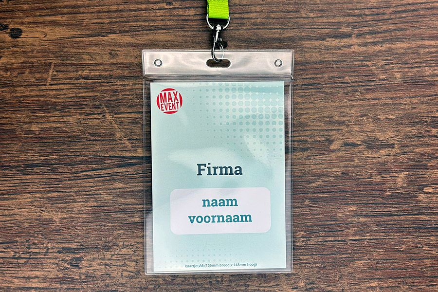 badgehouder voor aan lanyards voor A6 kaarten